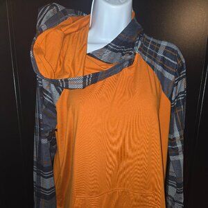 Lularoe Plaid and Orange Amber Hoodie Sz L